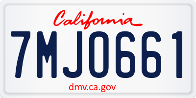 CA license plate 7MJO661