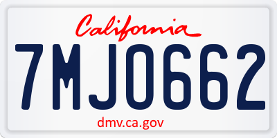 CA license plate 7MJO662