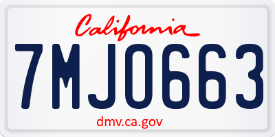 CA license plate 7MJO663