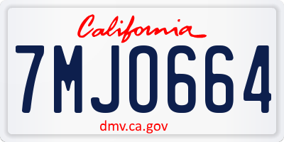 CA license plate 7MJO664