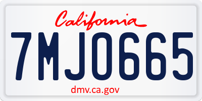 CA license plate 7MJO665