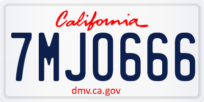 CA license plate 7MJO666