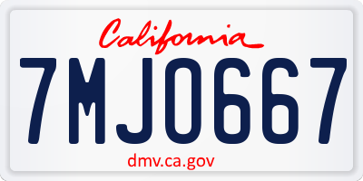 CA license plate 7MJO667