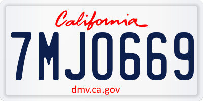 CA license plate 7MJO669