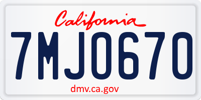 CA license plate 7MJO670