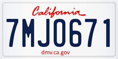 CA license plate 7MJO671