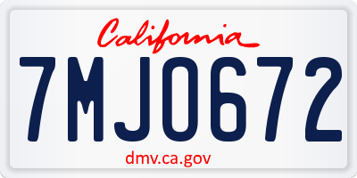 CA license plate 7MJO672