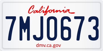 CA license plate 7MJO673