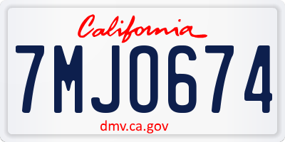 CA license plate 7MJO674