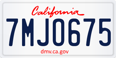 CA license plate 7MJO675