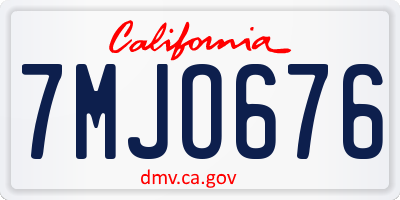 CA license plate 7MJO676