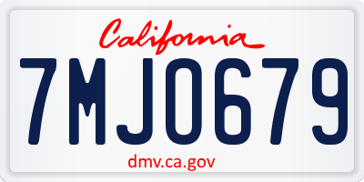 CA license plate 7MJO679