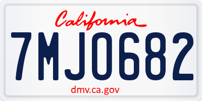 CA license plate 7MJO682