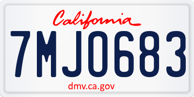 CA license plate 7MJO683