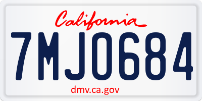 CA license plate 7MJO684