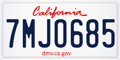 CA license plate 7MJO685