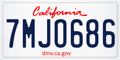 CA license plate 7MJO686