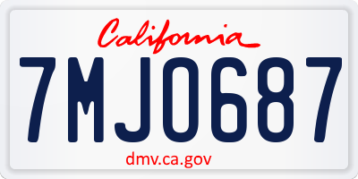 CA license plate 7MJO687