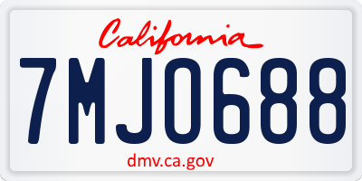 CA license plate 7MJO688