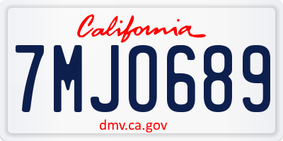 CA license plate 7MJO689