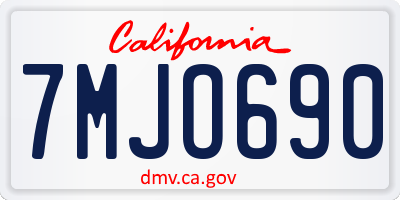 CA license plate 7MJO690