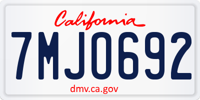 CA license plate 7MJO692