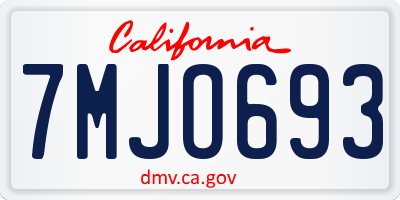 CA license plate 7MJO693