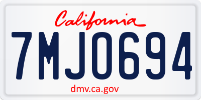 CA license plate 7MJO694