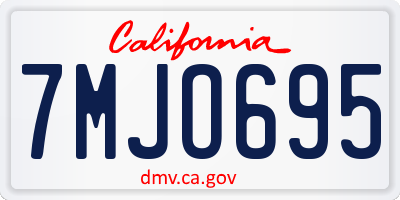 CA license plate 7MJO695