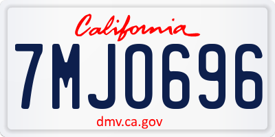 CA license plate 7MJO696