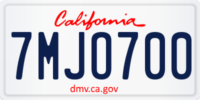 CA license plate 7MJO700