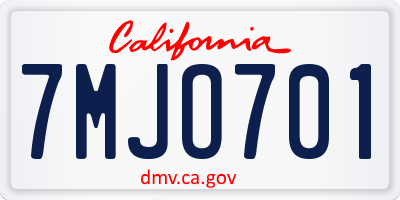 CA license plate 7MJO701