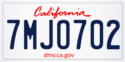 CA license plate 7MJO702