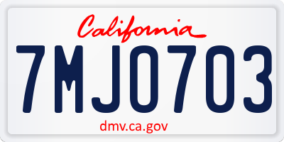 CA license plate 7MJO703