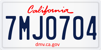 CA license plate 7MJO704