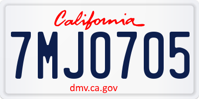 CA license plate 7MJO705