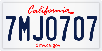 CA license plate 7MJO707