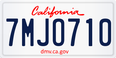 CA license plate 7MJO710