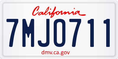 CA license plate 7MJO711