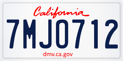 CA license plate 7MJO712