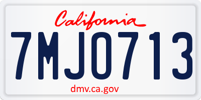 CA license plate 7MJO713