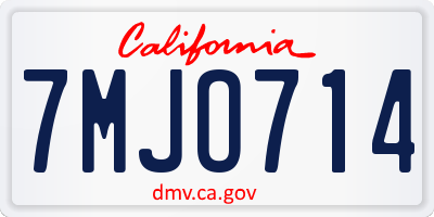 CA license plate 7MJO714