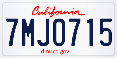 CA license plate 7MJO715