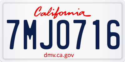 CA license plate 7MJO716