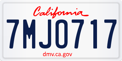 CA license plate 7MJO717