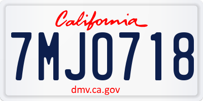 CA license plate 7MJO718