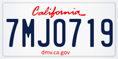 CA license plate 7MJO719