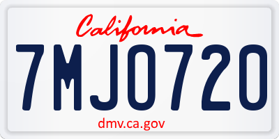 CA license plate 7MJO720