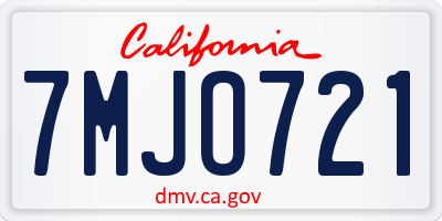 CA license plate 7MJO721