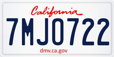 CA license plate 7MJO722